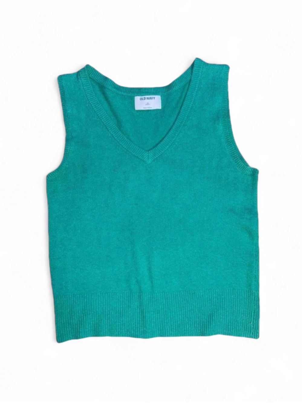 Old Navy Green V-Neck Sleeveless Knit Sweater Vest